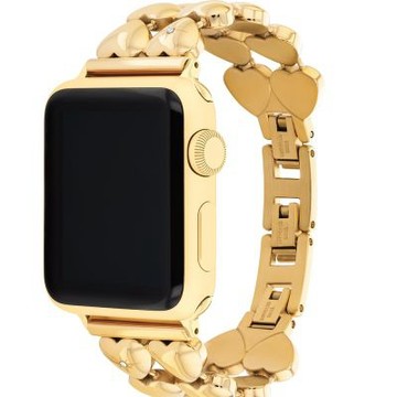 COACH Apple Watch 錶帶 38/40/41mm適用 愛心造型不鏽鋼錶帶 七夕寵愛季 送禮推薦-金 (不含手錶)