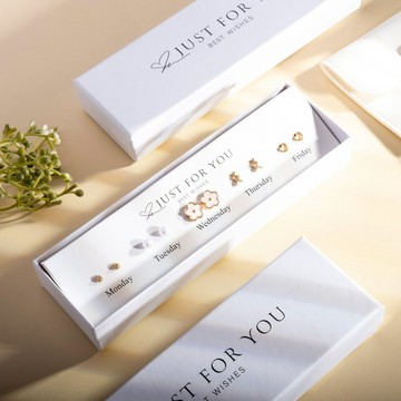 Fabufabu 铜制心形花朵耳環 1盒5 對套裝