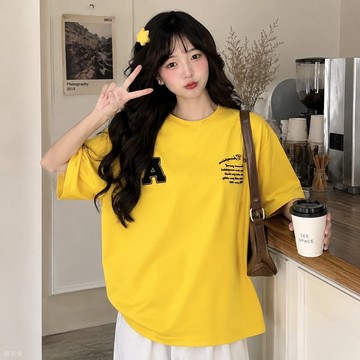 2026美式復古高街毛巾繡字母寬鬆短袖T恤男女情侶韓版夏天短袖顯瘦上衣 寬鬆t恤韓系T恤 百搭T恤