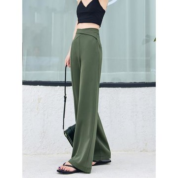 闊腿褲女高腰垂感秋季新款雪紡寬松顯瘦西裝拖地褲直筒休閑長褲子