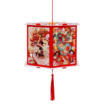🌈DIY 龍年DIY燈籠兒童手提發光新年龍燈投影生肖LED燈走馬燈材料包