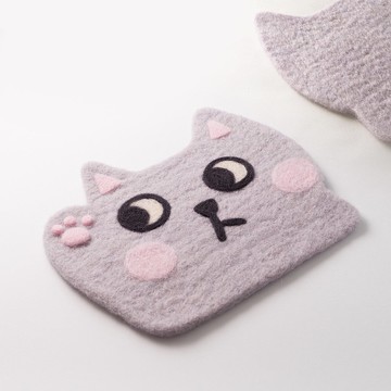 羊毛氈杯墊/隔熱墊 - 灰仔  全手工 原創設計