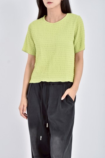 (S) lowrys farm質感修身短版螢光綠色短袖上衣