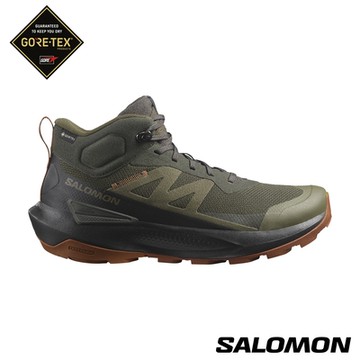 Salomon 男 ELIXIR ACTIV Goretex 中筒登山鞋 泥炭黑/黑/褐