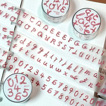 羊毛織紋字母與數字 PET 膠帶貼紙組 (壓線切割)