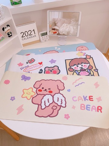 *可愛ins風加長餐墊少女心書桌裝飾背景防水電腦桌墊