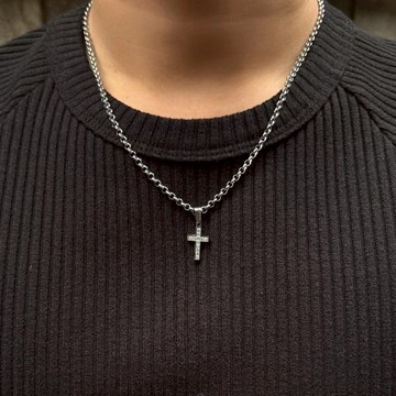 VOYEZ｜🇰🇷方晶十字交叉項鍊 (醫療鋼)｜男女百搭款·質感配件