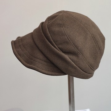 百搭休閑款 復古褶皺純色報童帽122534C