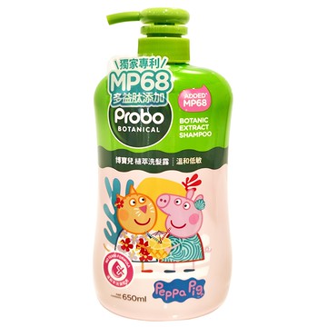 Probo 博寶兒 植萃洗髮露 佩佩豬 大小燕麥植萃精華 含人蔘精華 卡通人物外包裝  650ml  1瓶