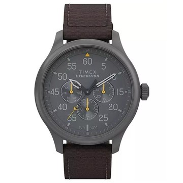 【TIMEX】天美時 遠征系列 43毫米多功能帆布帶手錶 (灰x棕 TXTW4B30900)