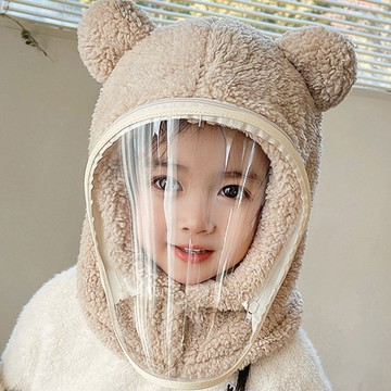 ARY 兒童保暖帽 寶寶帽子 兒童毛帽兒童帽子女童冬季帽子圍脖一體保暖寶寶帽男童防護面罩遮臉套頭帽