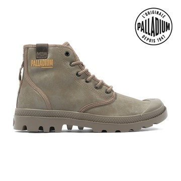 PALLADIUM PAMPA HI COATED皮革高筒靴/休閒鞋-男鞋/女鞋-軍綠