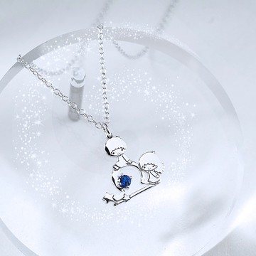 【客製化禮物】KikiLala星座系列-雙子星天秤座誕生石純銀項鍊