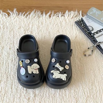 大發少女ins可愛小狗厚底洞洞鞋女2026新款eva一體式防滑沙灘涼鞋