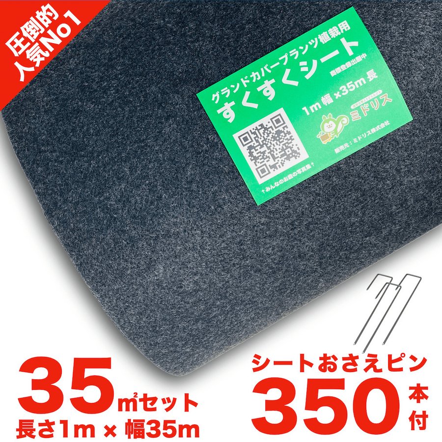 レビュー特典あり すくすくシート35平米とJピン350本セット 1m×35m 完全植栽マニュアル付き クラピア 芝桜