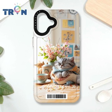 TRON IPHONE 16 PLUS 貓咪下午茶系列 防摔 MAGSAFE 磁吸 太空載具殼 透白 手機殼