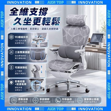 【AKN】S300 人體工學椅 電腦椅 網椅「三區雙翼護腰」腰撐貼合 坐深調節 靠背升降 145° 躺椅 辦公椅 電競椅