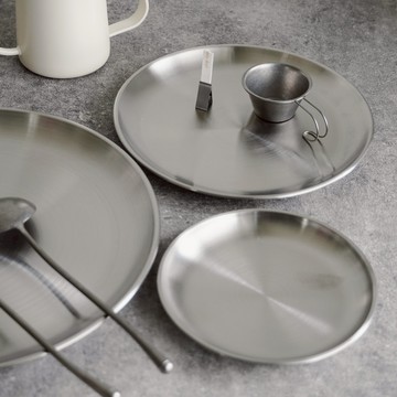 UDlab｜[加厚不鏽鋼] 盤子 不鏽鋼盤  甜點盤 牛排盤 水果盤 點心盤 鐵盤 韓式砂光金屬托盤 AD03-014