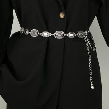 新款復古古典百搭配毛衣襯衫腰帶女士古銅金屬腰鏈配連衣裙子裝飾