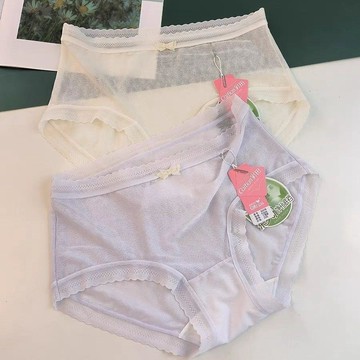✨臺灣出貨✨彩田內褲女夏季超薄提花絲滑細膩蕾絲抗菌底襠32691中高腰三角褲