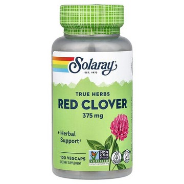 Solaray, 真實草本，紅三葉草，375 毫克，100 粒素食膠囊