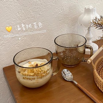 網紅ins風茶色玻璃杯大容量耐熱防爆耐高溫早餐杯牛奶杯家用水杯