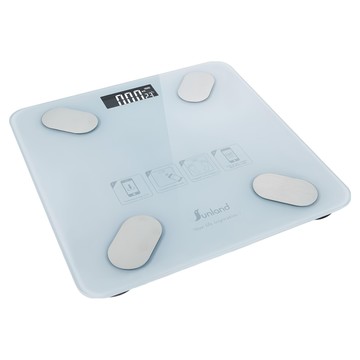 Sunland 智能藍牙體重計  4mm強化玻璃  APP健康管理  LCD夜視屏幕  SLHA001  白色  1個