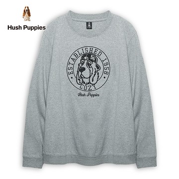 Hush Puppies T恤 男裝簡約線條圓章棒球帽狗長袖T恤
