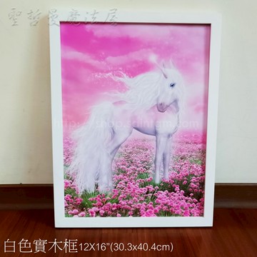 白色實木框 ~適合圖畫尺寸12X16” (30.3x40.4cm)