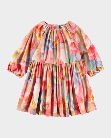 Girl's Ciera Long-Sleeve Floral Cotton Dress, Size 7-12