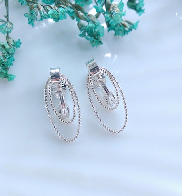 Vintage Jewelry 西洋古董飾品 NWH 銀色調 夾式耳環