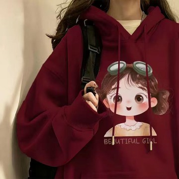 愛依依 帽T 連帽上衣 大學T 學院風 S-3XL秋冬季慵懶風連帽寬鬆女裝學生上衣-8777.