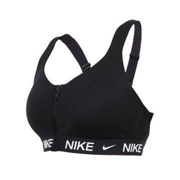 NIKE 女高度支撐前拉鍊運動內衣-韻律 瑜珈 運動背心 BRA 慢跑 HQ2752-010 黑白