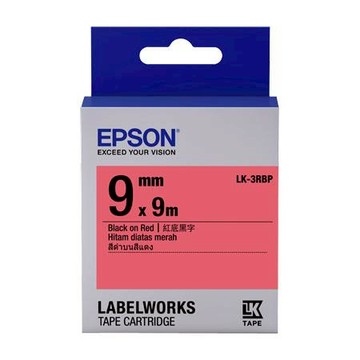 愛普生EPSON標籤帶/LK-3RBP/紅底黑字/9mmx9M