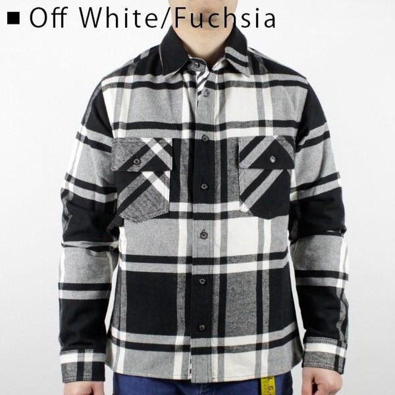 Off-White オフホワイト STENCIL FLANNEL SHIRT ステンシル フランネル ...