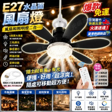 🔥現貨熱賣🔥E27風扇燈 擺攤燈 夜市燈 附遙控即插即用 照明＋吹風二合一 六葉強力大風量 靜音低噪 臥室客廳租屋必備