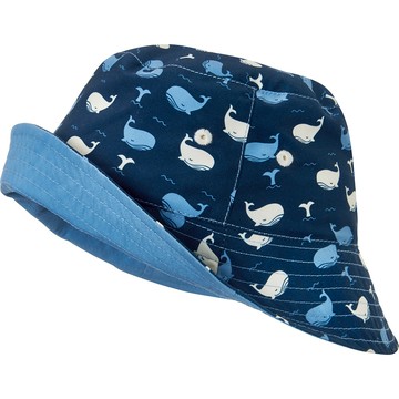 德國PlayShoes 嬰兒童抗UV防曬水陸兩用雙面漁夫帽-鯨魚 - 53cm