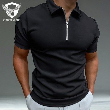EAGLADE 有領男士 Polo T 恤男士彈力透氣黑色 K11