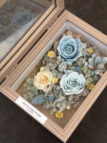 木盒永生相框花 夢幻藍款 可客製