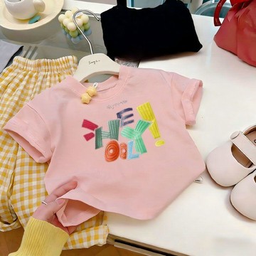 Healthy baby 男女兒童童裝兒童卡通夏季短袖t恤可愛印花洋氣上衣ins爆款潮 女童短袖 儿童短袖 短袖
