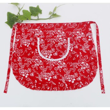 喜慶紅色結婚圍裙廚房喜事新娘飯店烏鎮藍花半身圍裙新年純棉圍腰