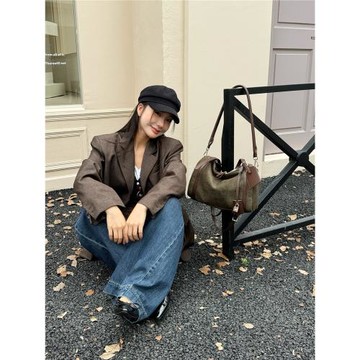 秋冬新款磨砂絨布波士頓包托特包大容量手提大包單肩腋下大包包女