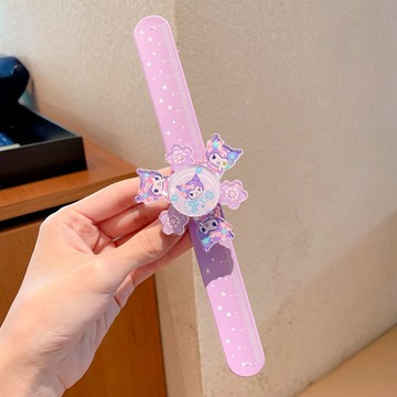 【臺灣-出貨】發光玩具庫洛米啪啪圈兒童手環可旋轉陀螺閃光男女童卡通手錶禮品