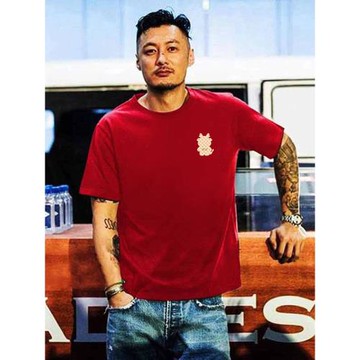 本命年男裝上衣短袖純棉t恤男士半袖紅色情侶裝內搭打底衣服