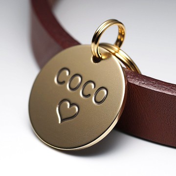 圓形貓狗用寵物名牌【黃銅】 /  客製化 / 刻字 / 防走失