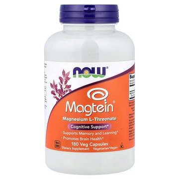 NOW Foods, Magtein®，L-蘇糖酸鎂，2000 毫克，180 粒素食膠囊（每粒膠囊 66.6 毫克）