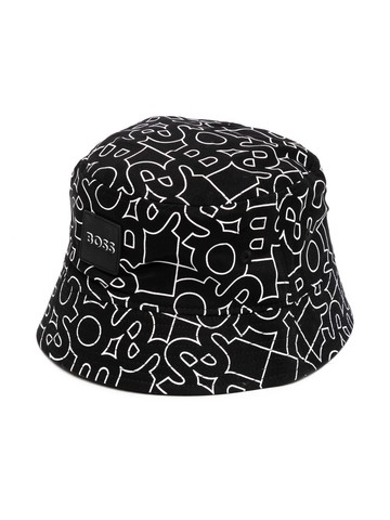 BOSS Kidswear - letter-print bucket-hat - kids - Cotton - 58 - Black