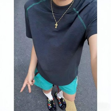挑戰最低價 戶外 運動短袖 上衣短袖 夏季T恤 山系戶外運動速幹短袖男款夏季情侶騎行防曬插肩t恤涼感羽毛球服限定