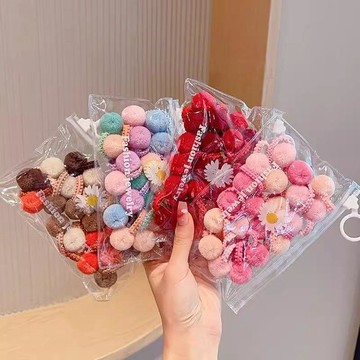 🍭臺灣出貨🍭毛球拇指髮圈可愛橡皮筋女童扎頭兒童寶寶不傷發小號頭繩發繩頭飾 寶寶髮圈 小髮圈 拇指髮圈 幼兒髮圈 女童