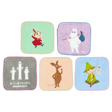 日本丸真 Moomin 迷你小方巾五入組 姆明的夥伴